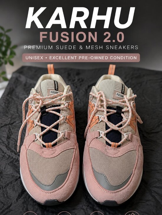 Karhu Shoes - Karhu Fusion 2.0 Pink Suede Mesh Sneakers Unisex Athletic Shoes EUC